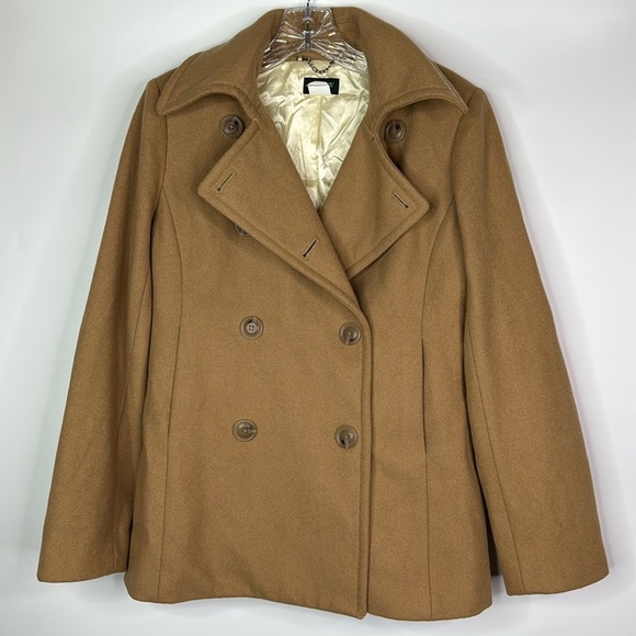 J. Crew Tan Wool Button Pea Jacket Size Small - Picture 1 of 8